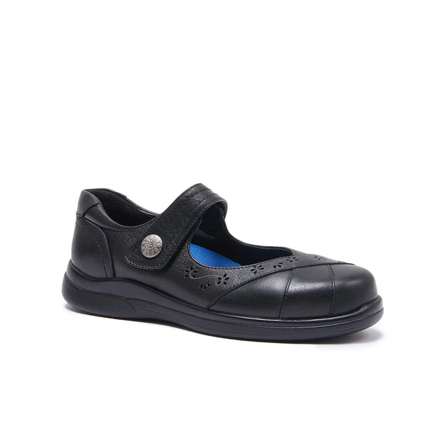 CASSIE MARYJANE BLACK LEATHER - WIDE FIT