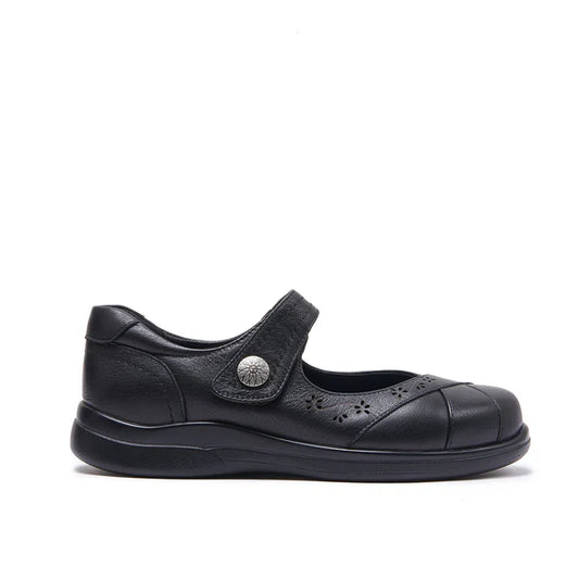 CASSIE MARYJANE BLACK LEATHER - WIDE FIT
